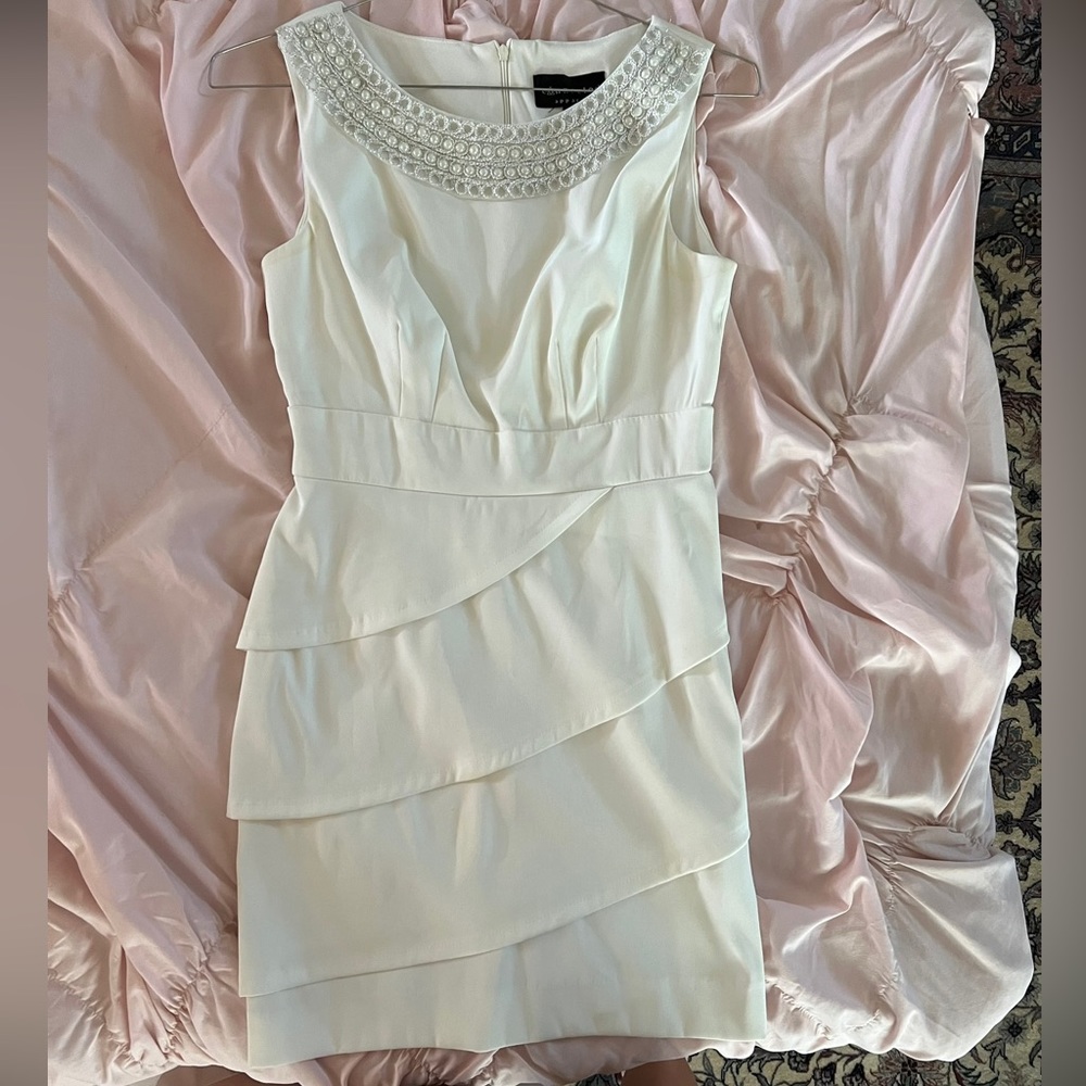 White midi textured dress